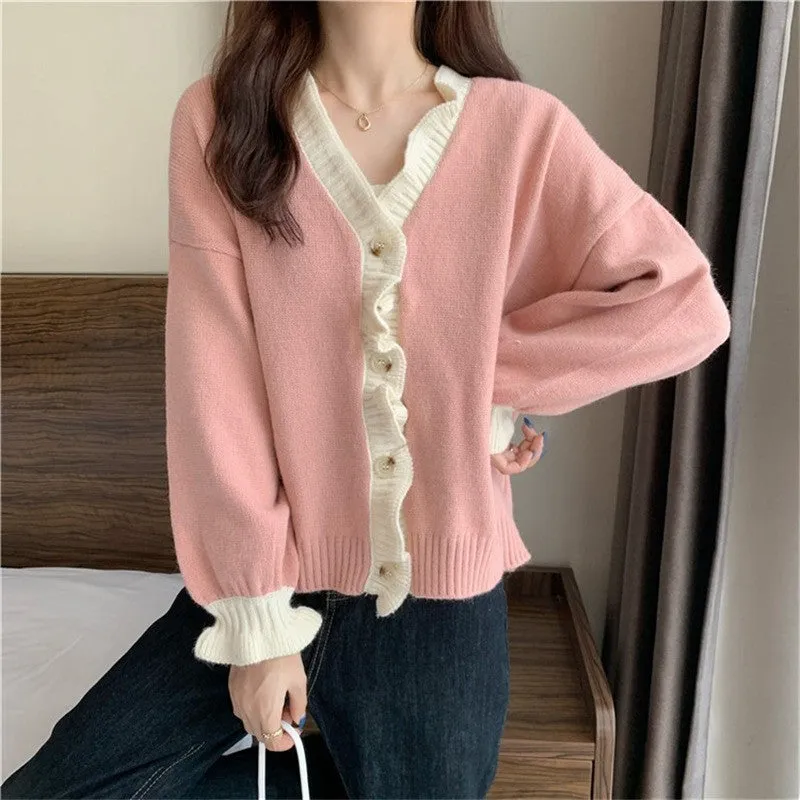 RUFFLED KNITTED CARDIGAN UB3158