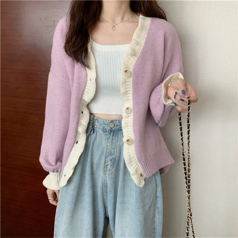 RUFFLED KNITTED CARDIGAN UB3158