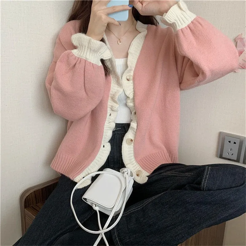 RUFFLED KNITTED CARDIGAN UB3158