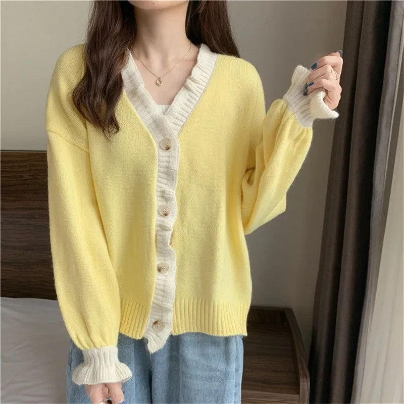 RUFFLED KNITTED CARDIGAN UB3158