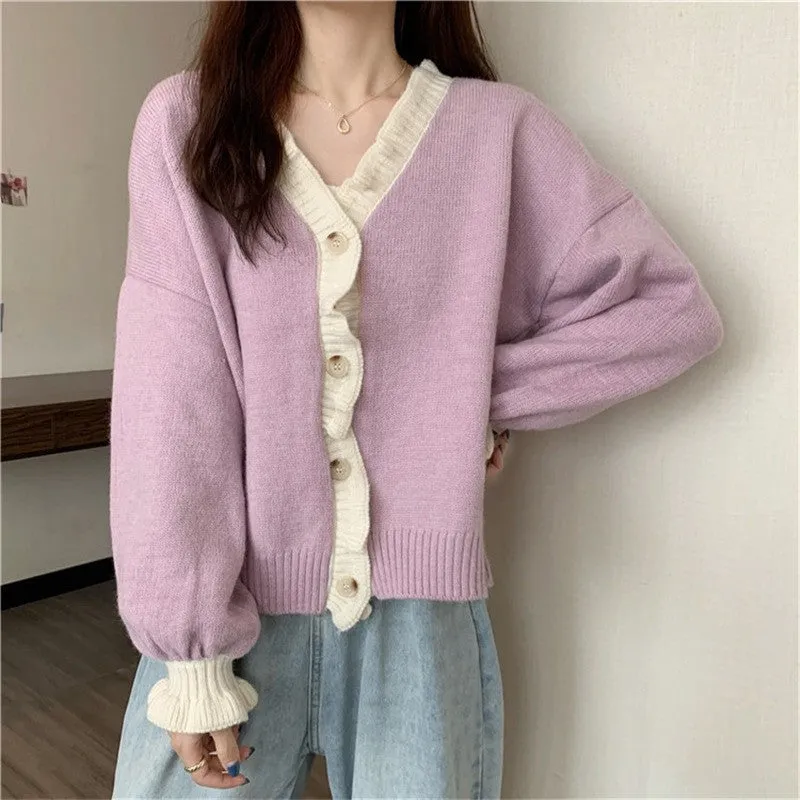 RUFFLED KNITTED CARDIGAN UB3158