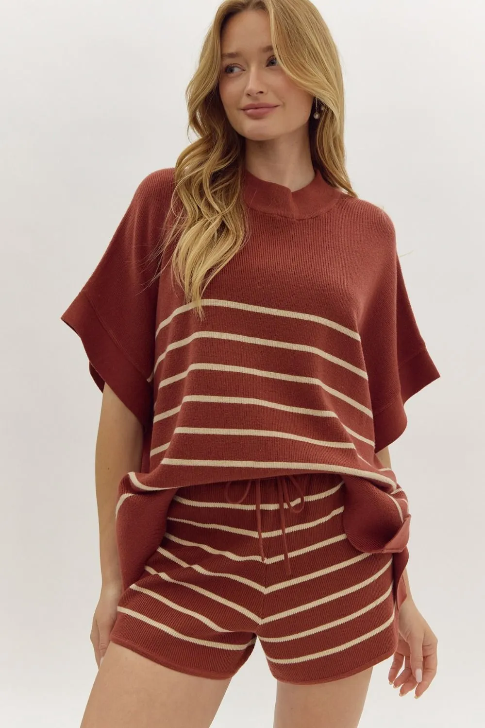 Rust Striped Sweater Set