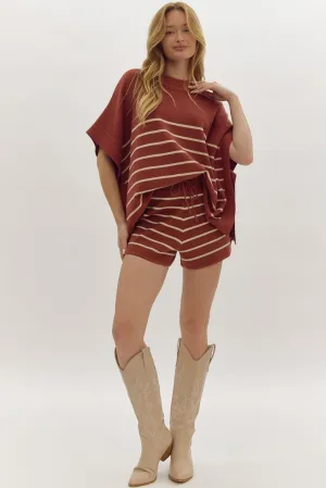 Rust Striped Sweater Set