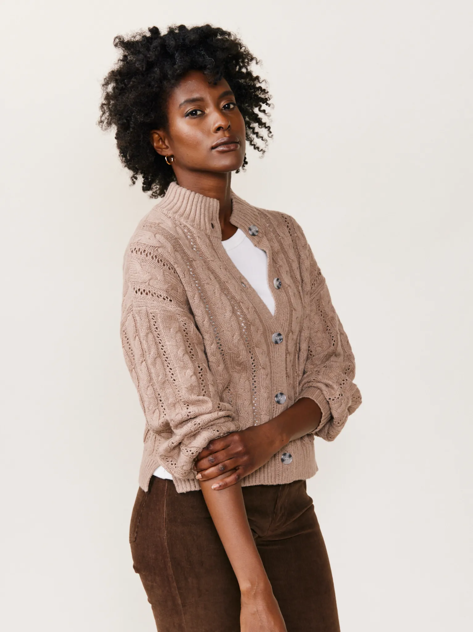 Ruth Cable Knit Cropped Cardigan