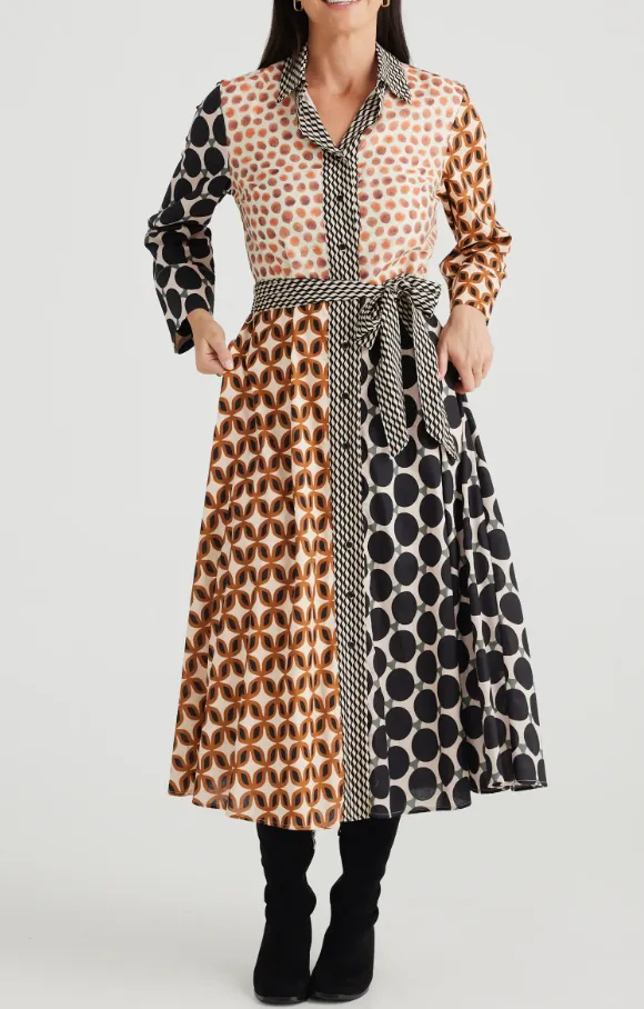 SALE Lucy Mixed Print Long Sleeve Maxi Dress