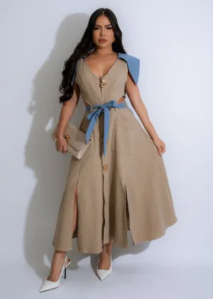 Sandline Contrast Midi Dress Nude