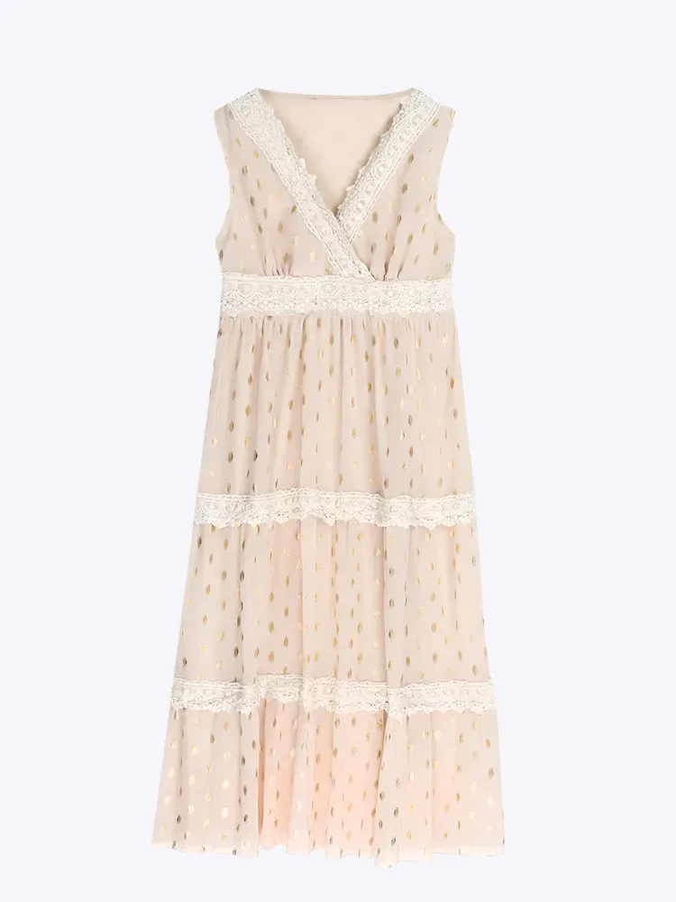 Sandrine - Boho Lace Detail Woman's Maxi Dress