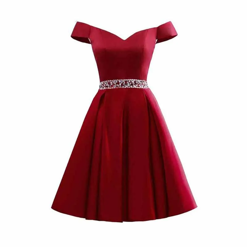 Satin Short Prom Dresses Mini Homecoming Dress Off Shoulder Gowns for Ladies