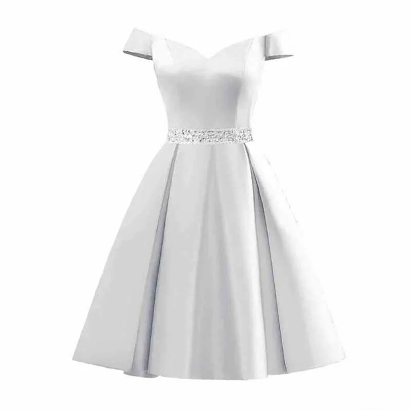 Satin Short Prom Dresses Mini Homecoming Dress Off Shoulder Gowns for Ladies