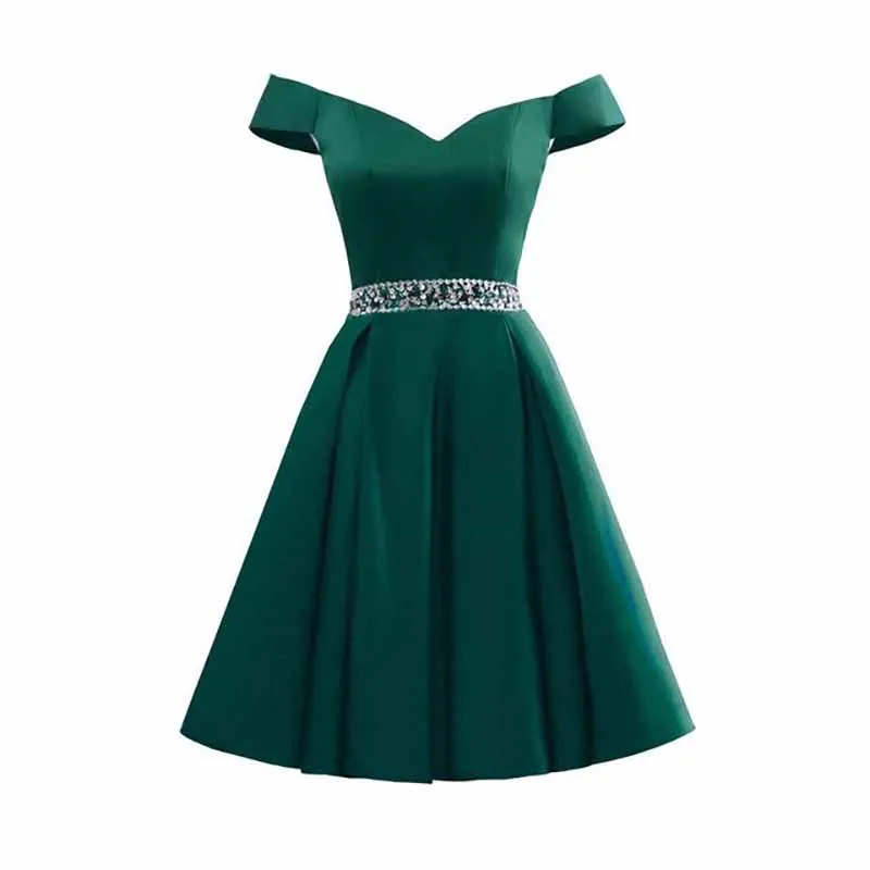 Satin Short Prom Dresses Mini Homecoming Dress Off Shoulder Gowns for Ladies