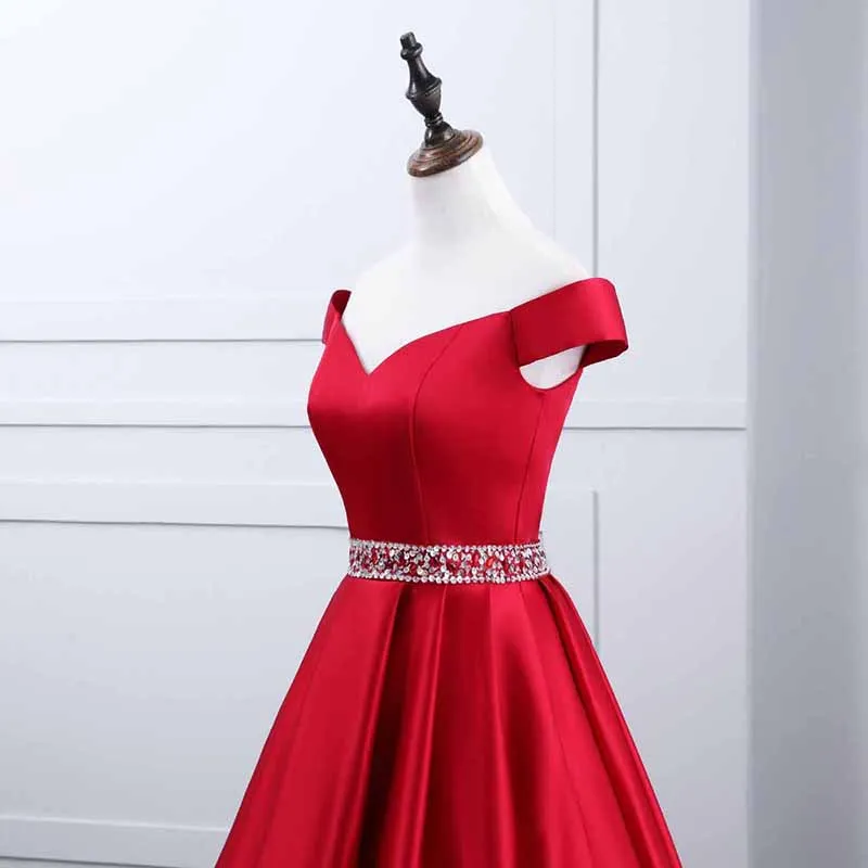 Satin Short Prom Dresses Mini Homecoming Dress Off Shoulder Gowns for Ladies