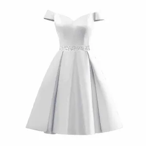 Satin Short Prom Dresses Mini Homecoming Dress Off Shoulder Gowns for Ladies