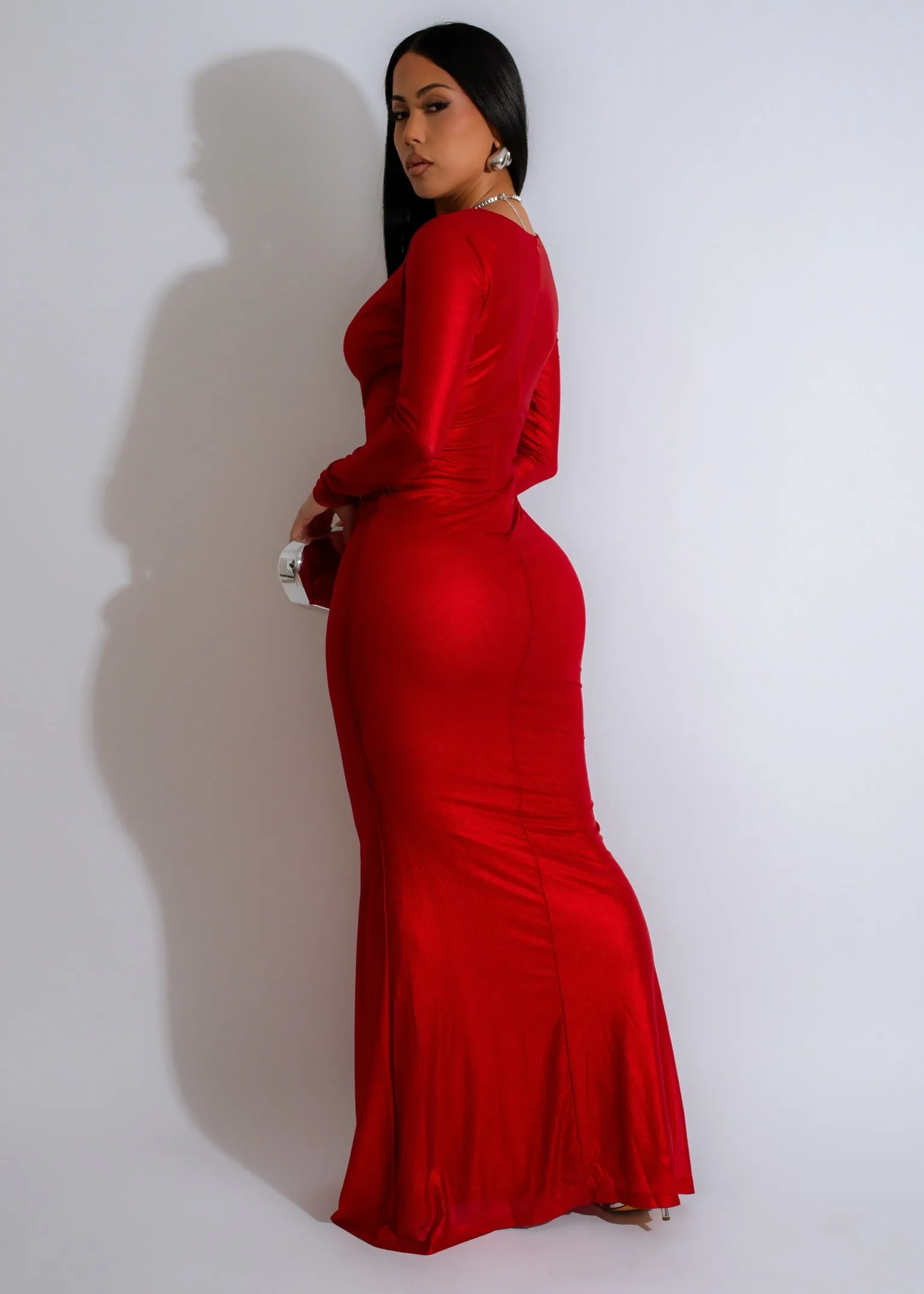 Scarlet Mirage Mesh Maxi Dress Red