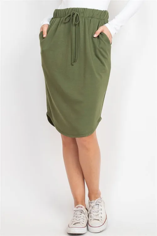 Self Tie Elastic Waist Pencil Skirt