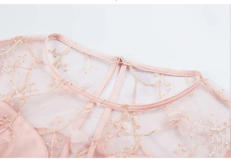 Sexy Embroidered Mesh Gauze Dress
