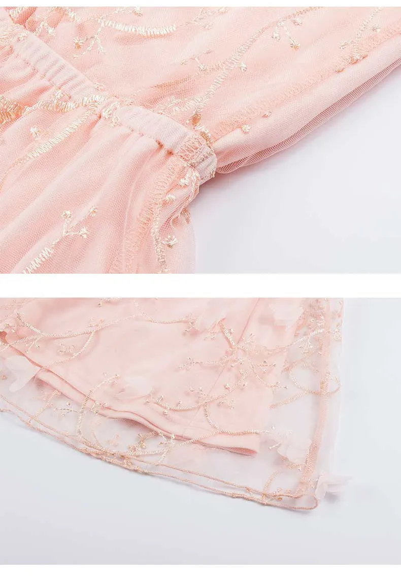 Sexy Embroidered Mesh Gauze Dress
