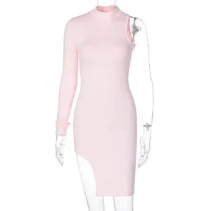 Sexy High Neck One Shoulder Mini Dresses