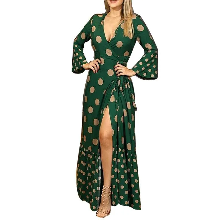 Sexy Long Sleeves Split Front Long Dresses