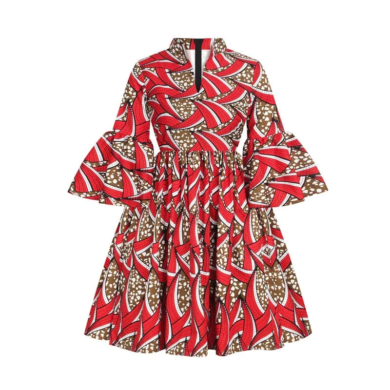 Sexy V Neck Mini Dress Women African Clothes 2022 Summer New Dashiki Floral Print Dress Casual Party African Dresses for Women