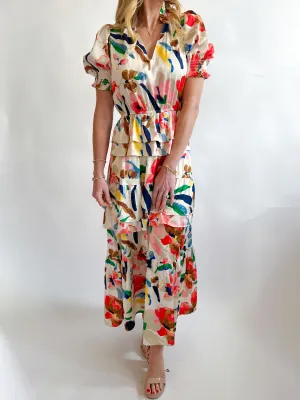 Silk Frill Midi Dress