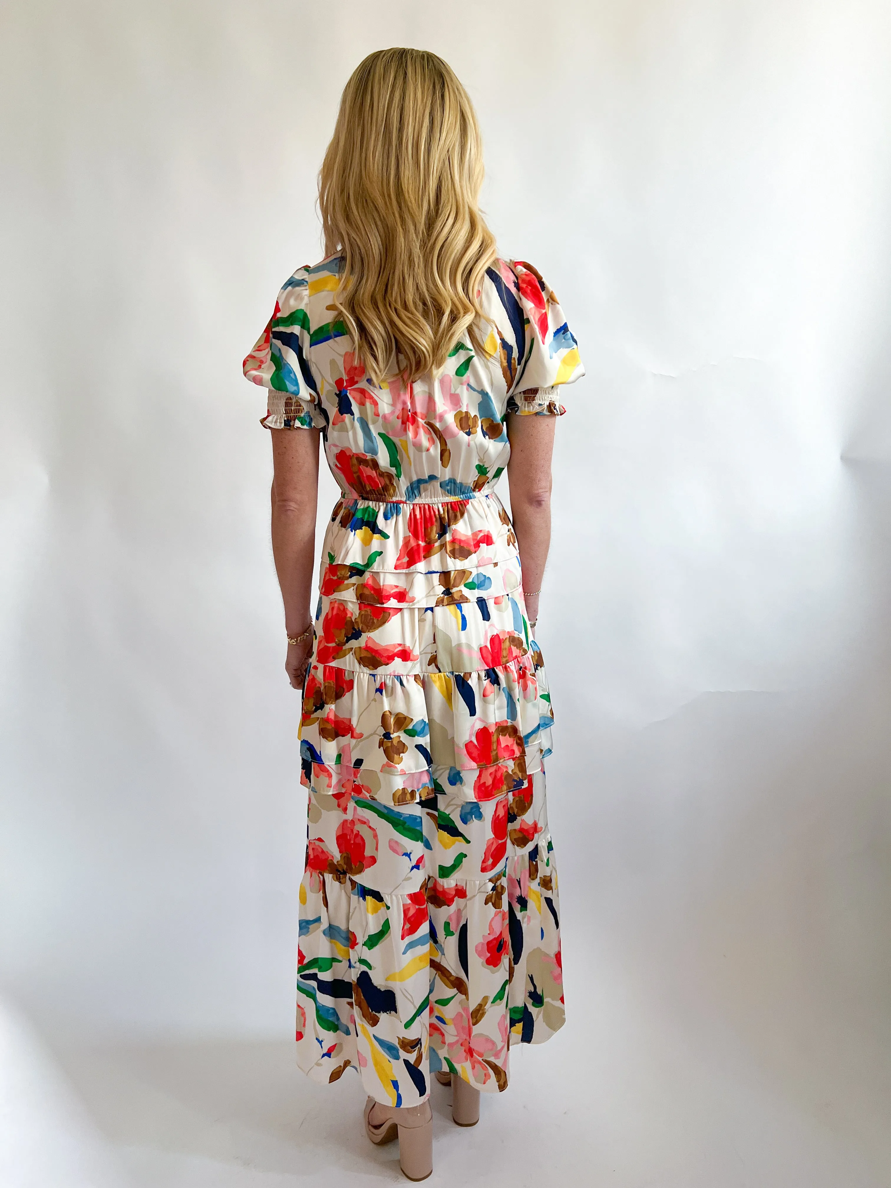 Silk Frill Midi Dress