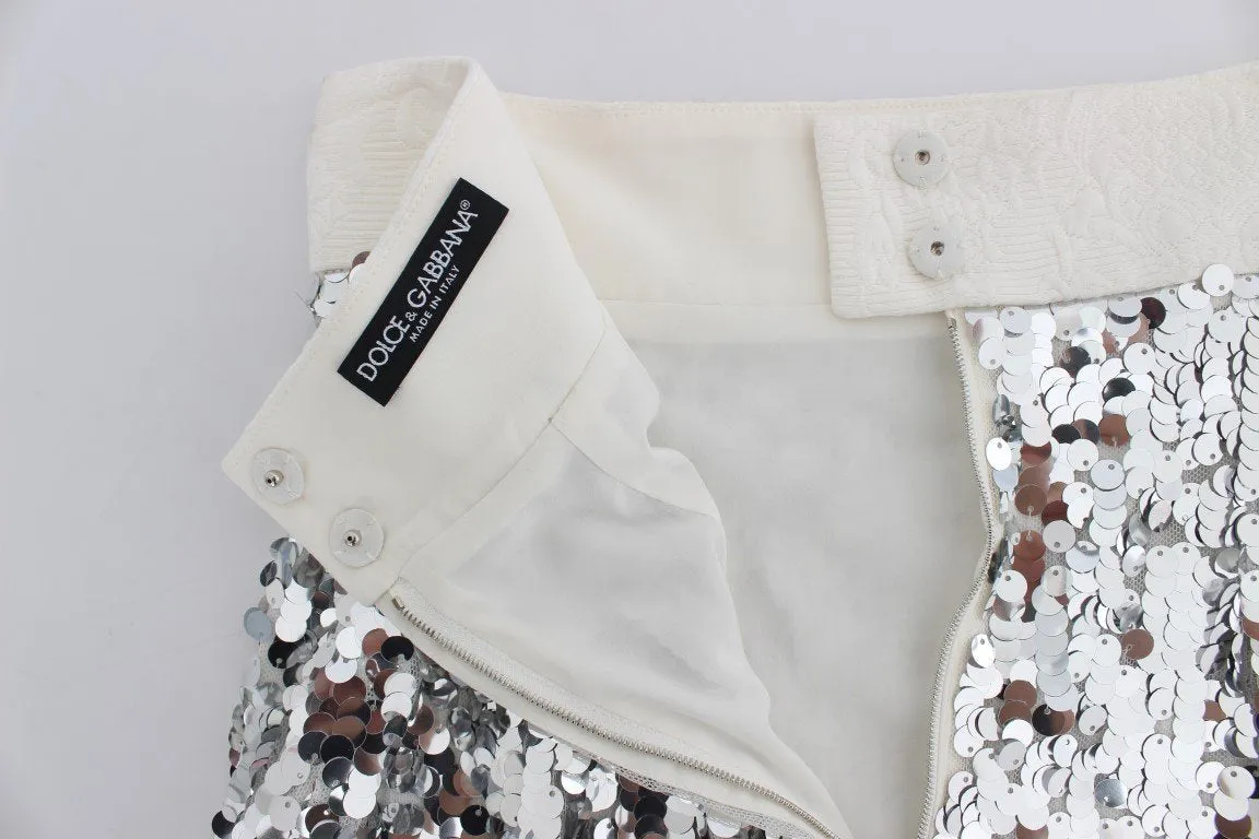 Silver Sequined A-Line Skirt