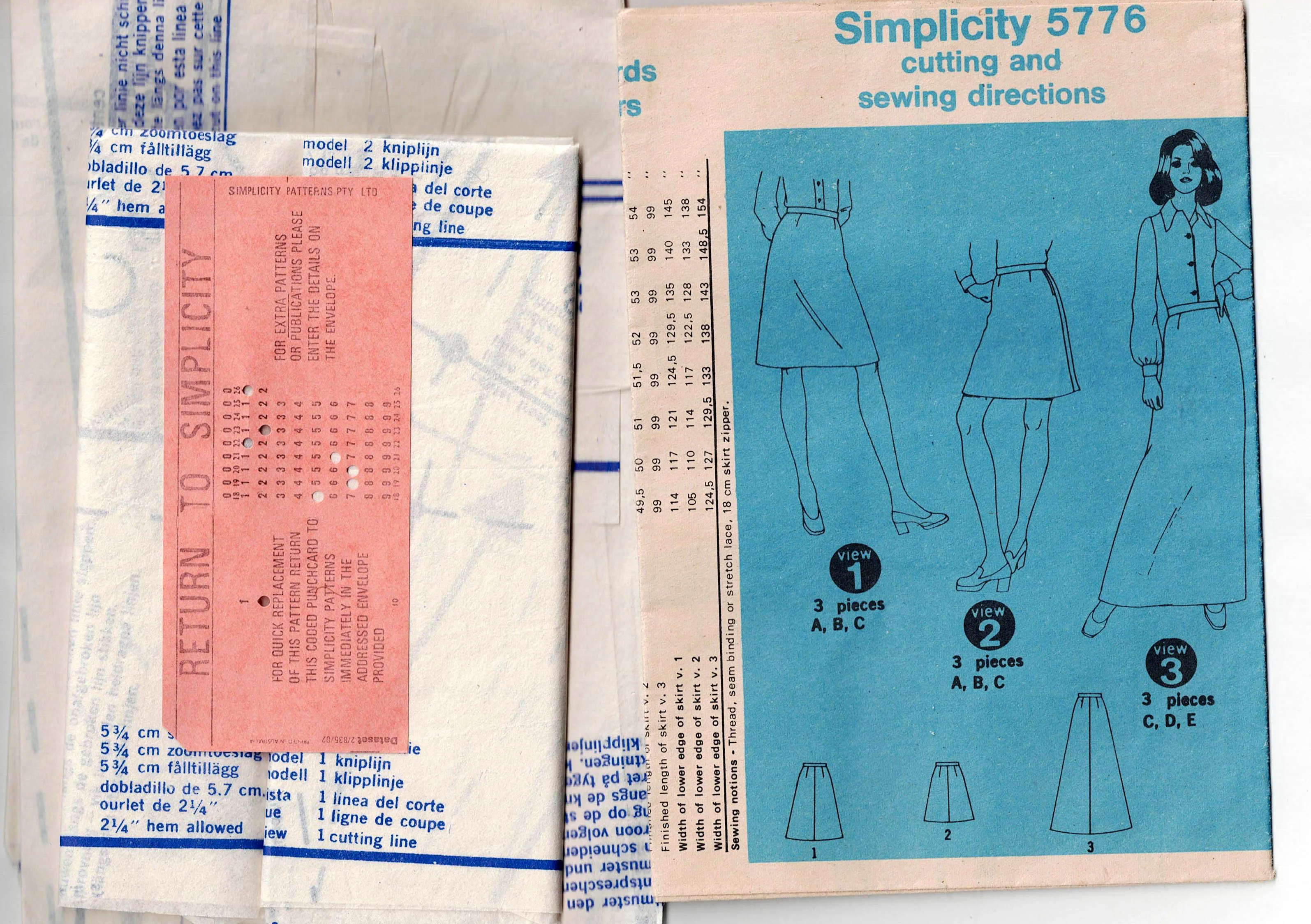Simplicity 5776 Womens JIFFY Skirts & Maxi 1970s Vintage Sewing Pattern Size 12 Waist 26.5 Inches