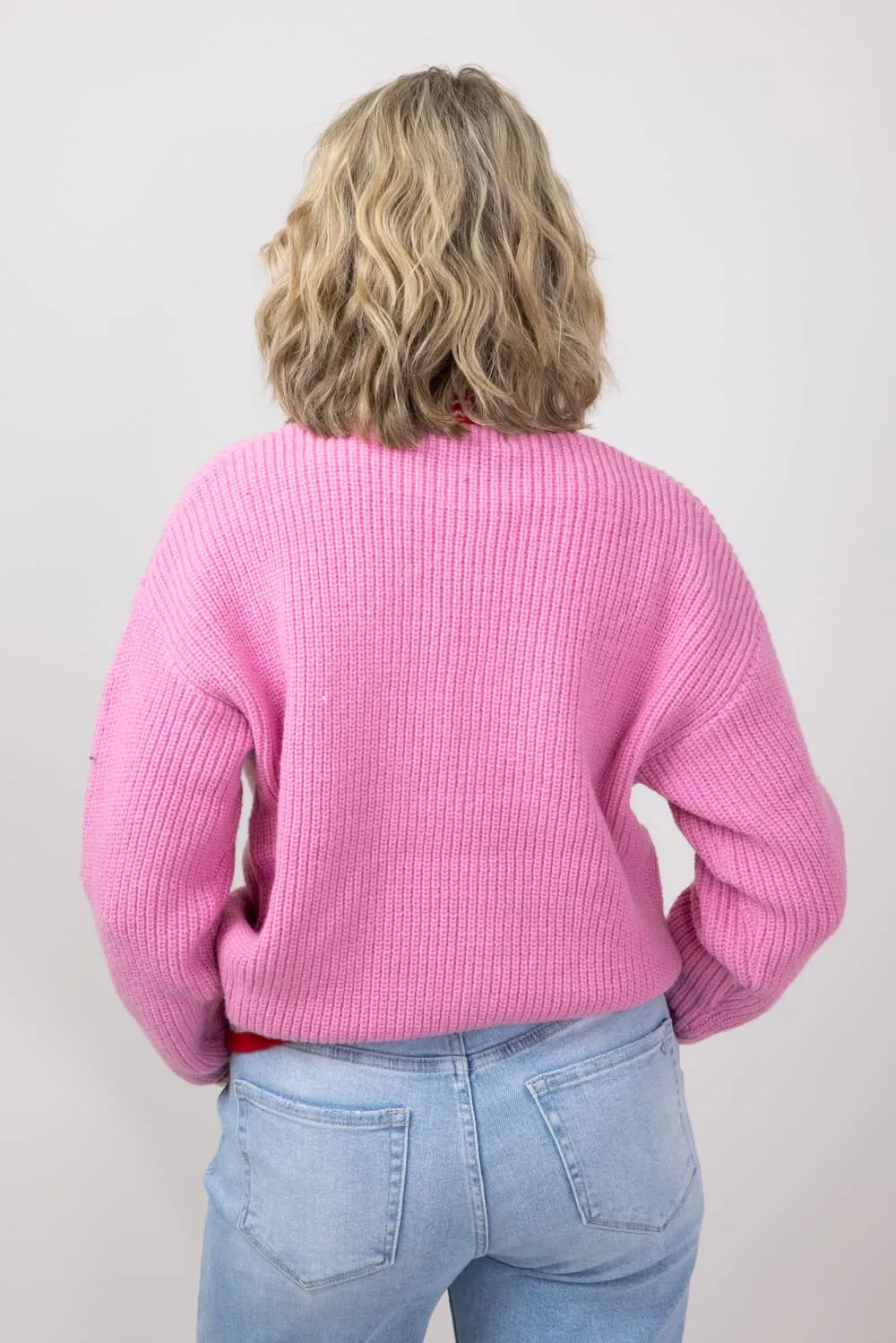 Simply Southern Santa Baby Sweater for Women in Pink | PP-0224-SWTR-STRP-SANTABABY