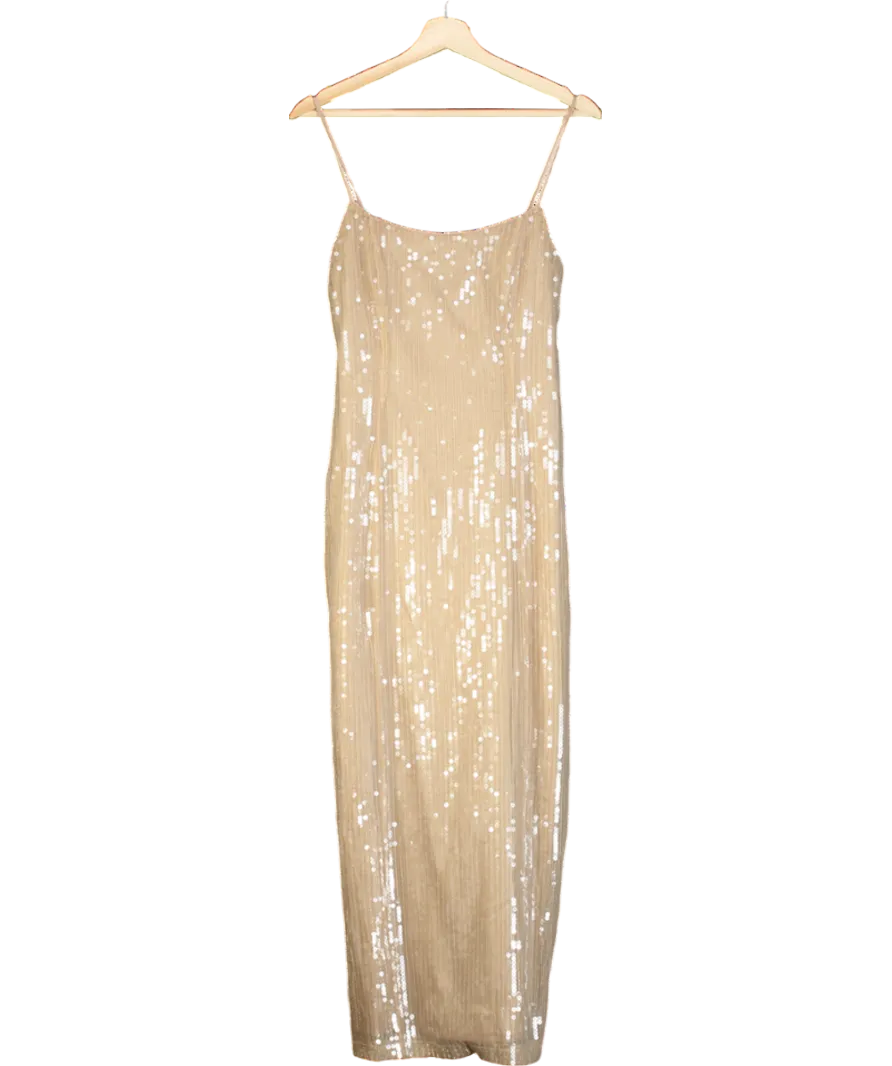 SLA the label Beige Sleeveless Sequin Maxi Dress UK S