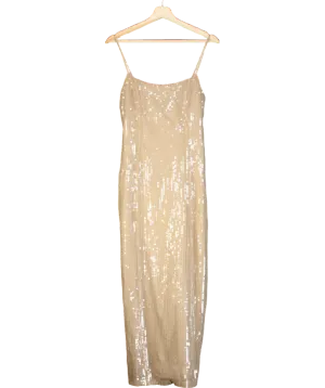 SLA the label Beige Sleeveless Sequin Maxi Dress UK S