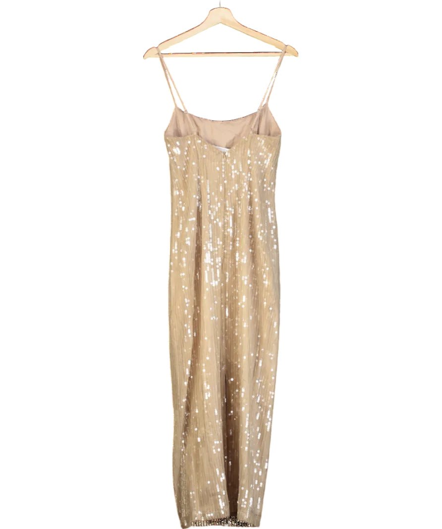 SLA the label Beige Sleeveless Sequin Maxi Dress UK S