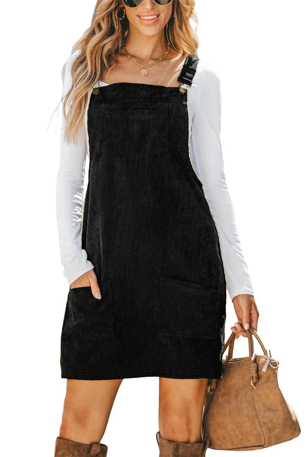 Sleeveless Corduroy Overall Dress