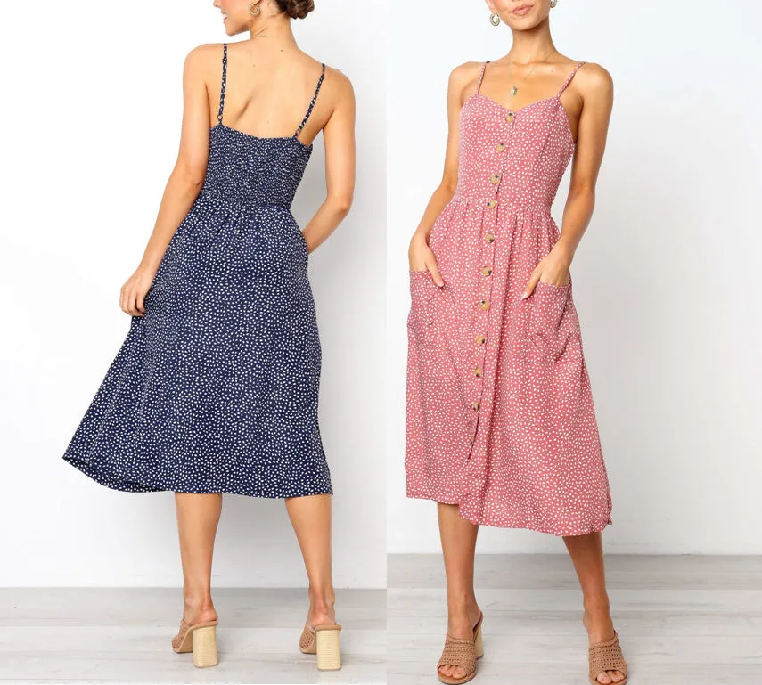 Sleeveless Single-breasted Sexy Suspender Dress