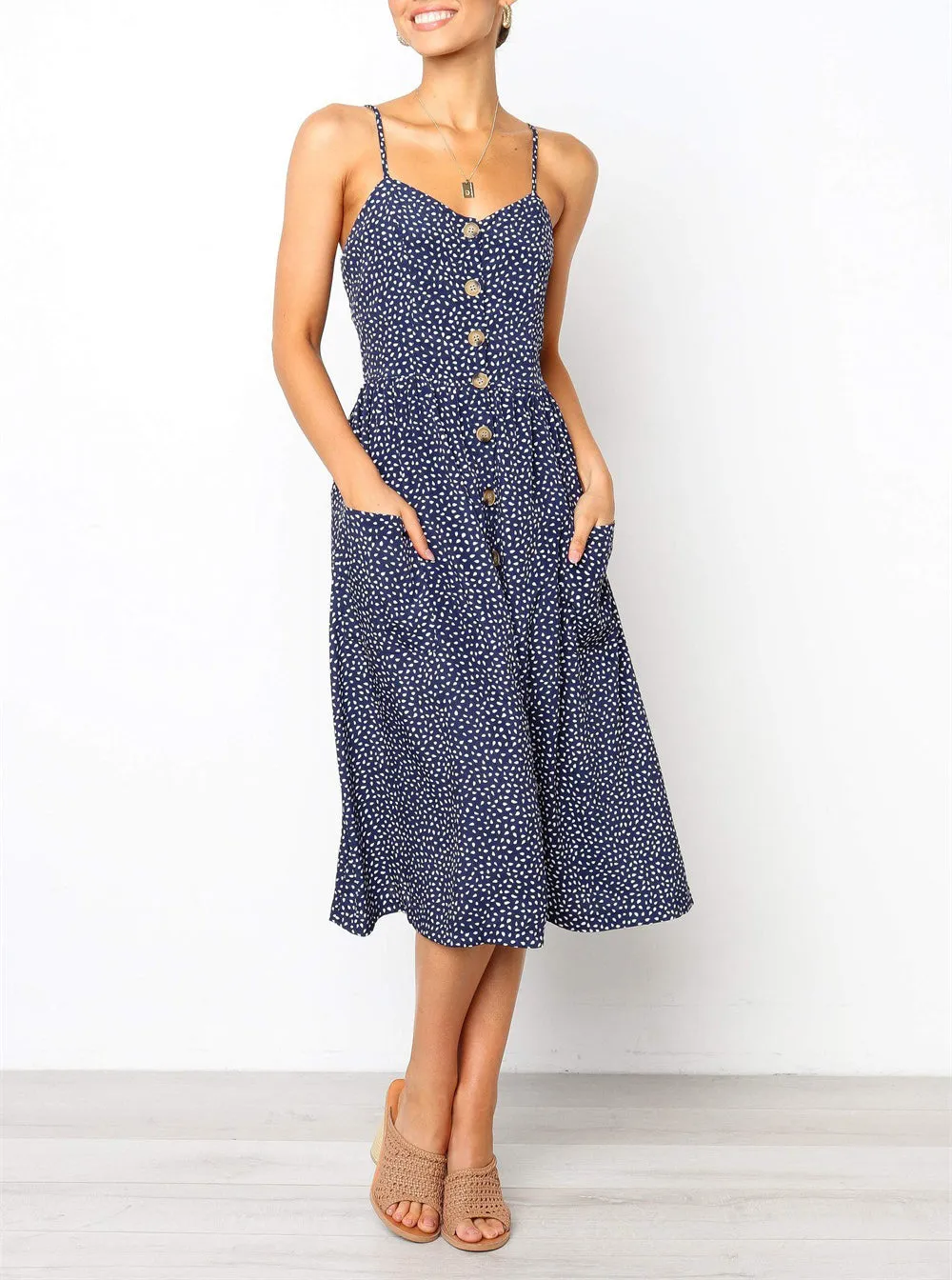 Sleeveless Single-breasted Sexy Suspender Dress