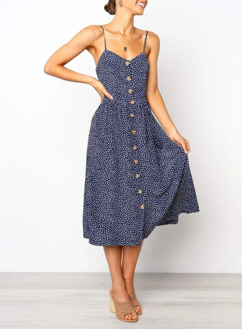 Sleeveless Single-breasted Sexy Suspender Dress