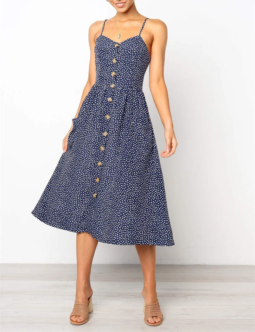 Sleeveless Single-breasted Sexy Suspender Dress