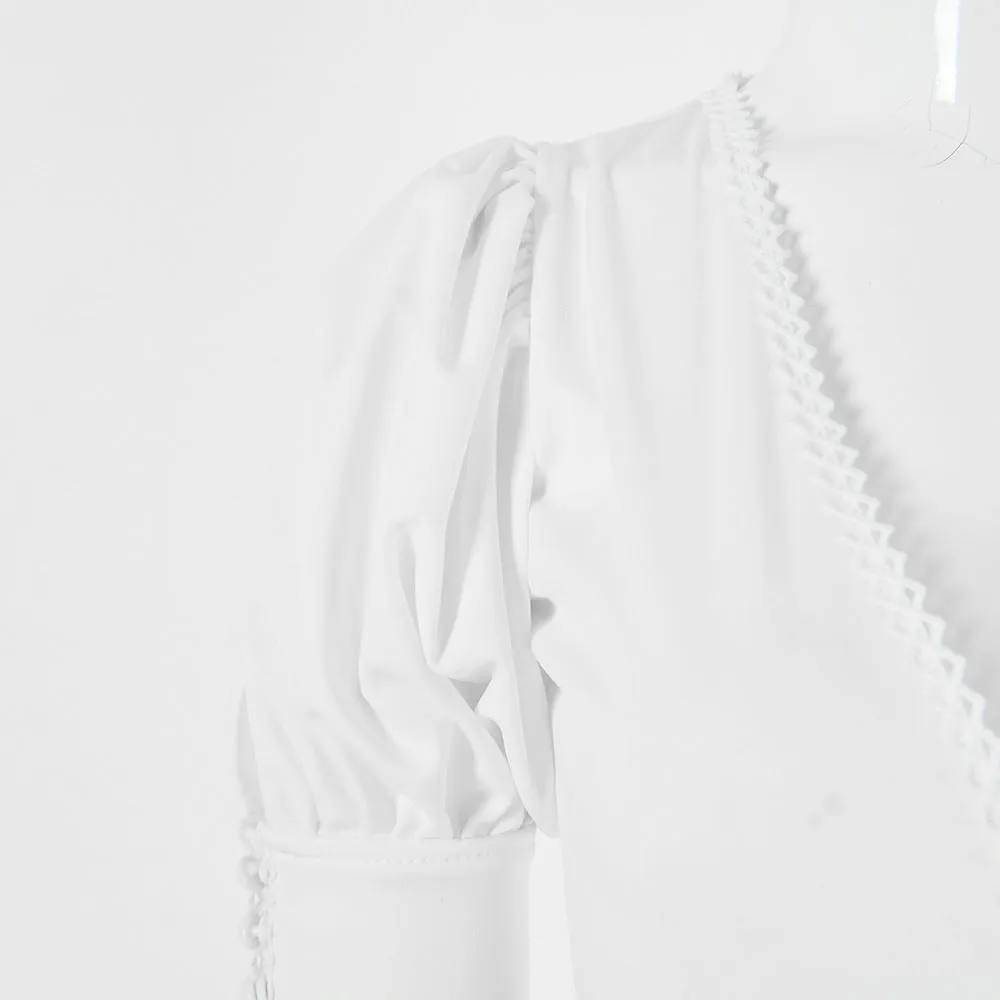 Slim Solid Color Word Shoulder Tube Top Buckle Hollow Bag Hip Dress Female