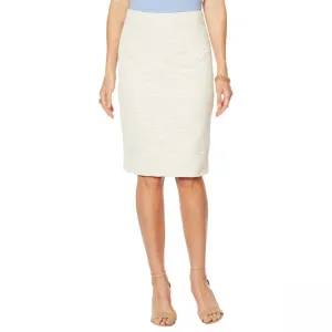Slinky Brand Women's Plus Size Pucker Jacquard Pencil Skirts