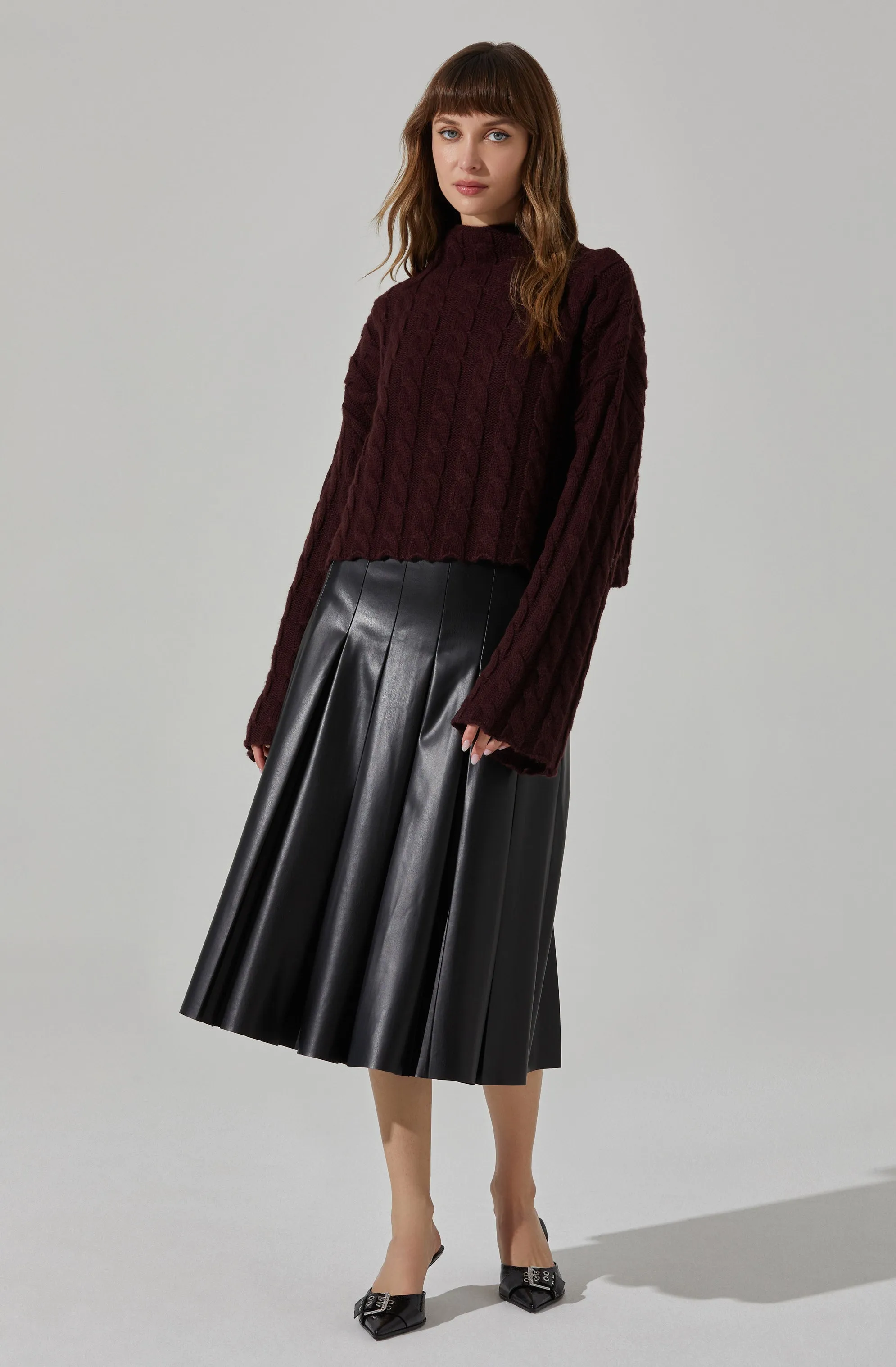 Sloan Cropped Cable Knit Sweater