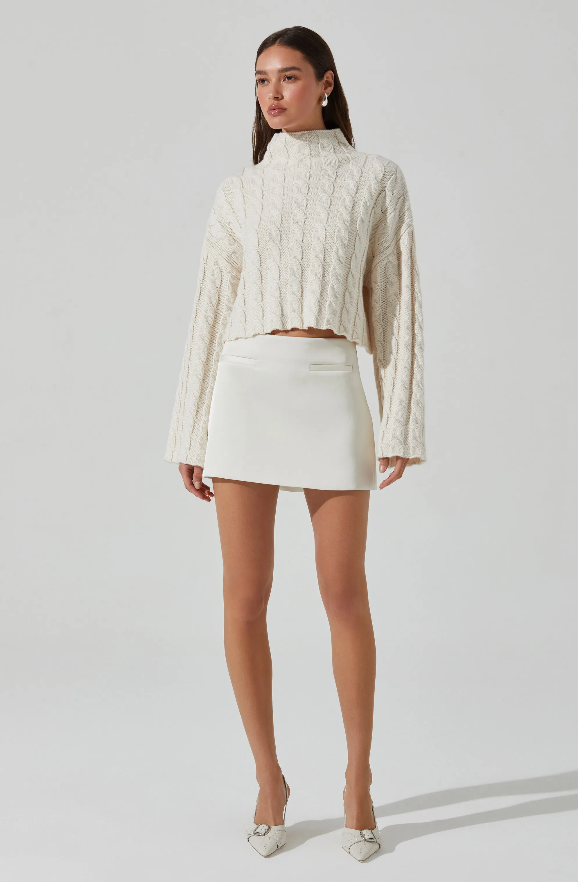 Sloan Cropped Cable Knit Sweater