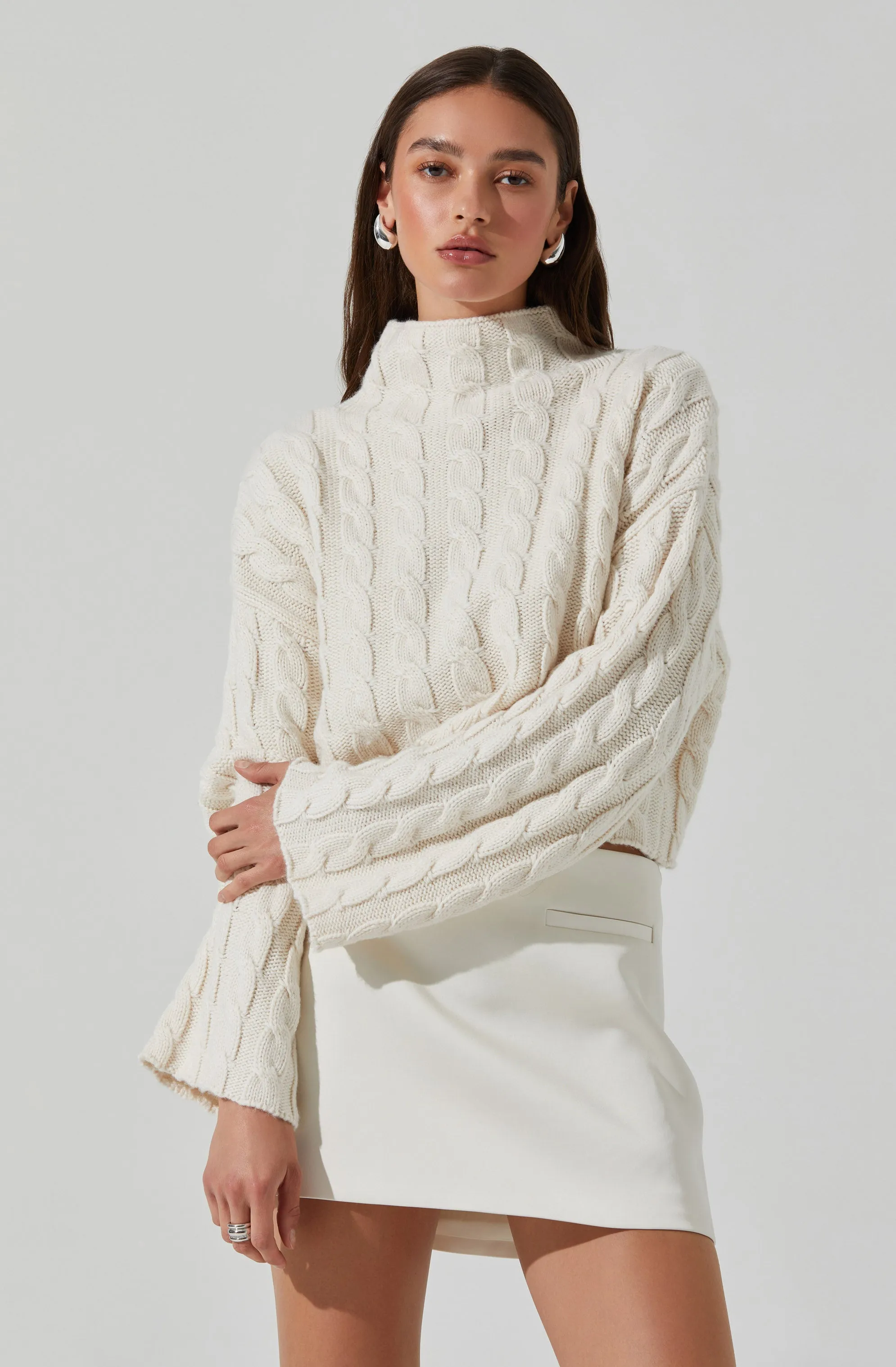 Sloan Cropped Cable Knit Sweater