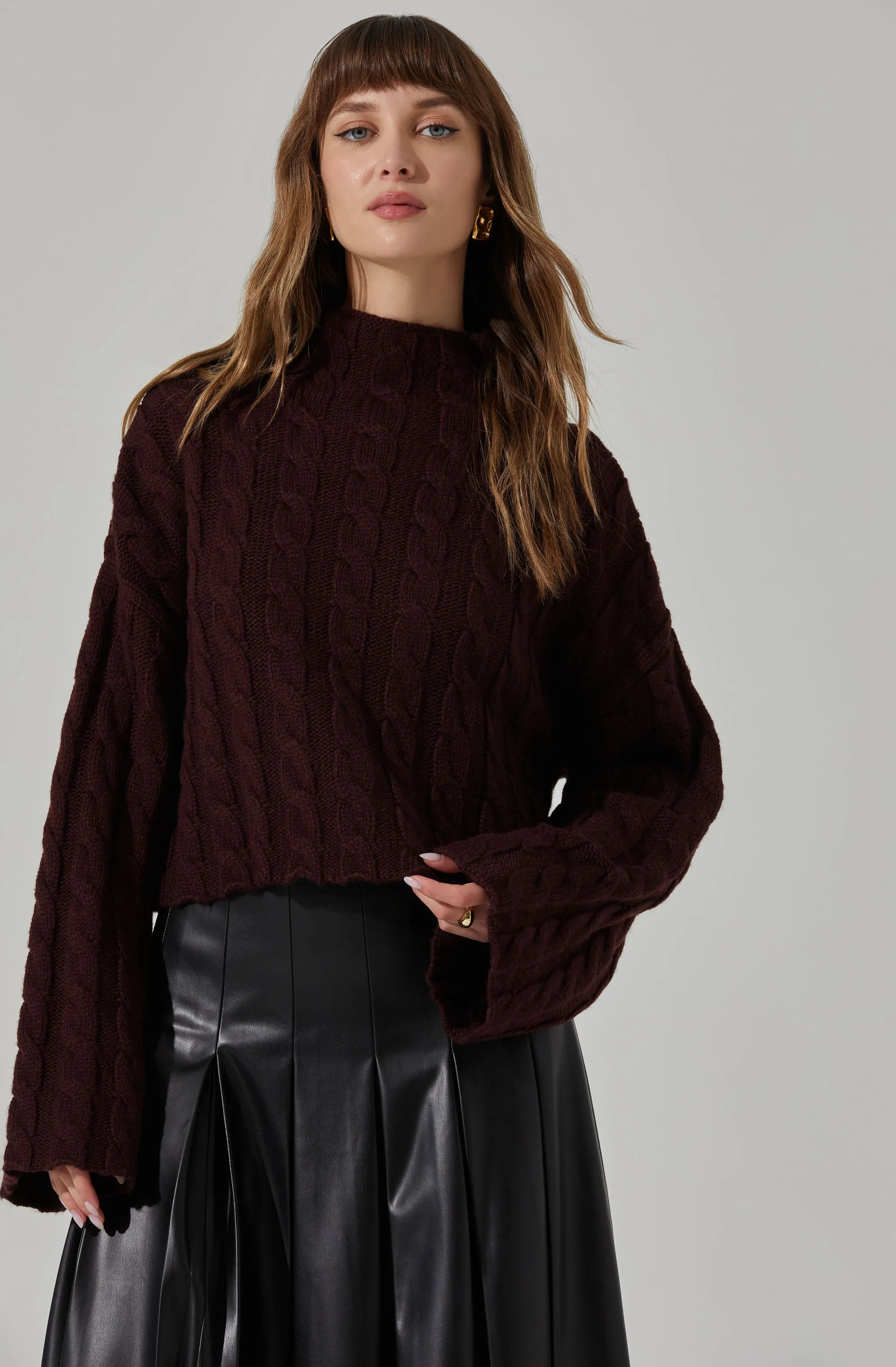 Sloan Cropped Cable Knit Sweater