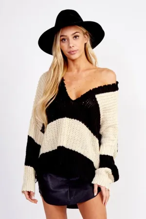 SNOW BUNNY STRIPE SWEATER