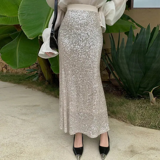 Sophie Sequin Skirt in Cream