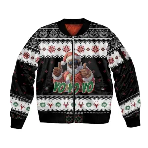 South Africa Christmas Sleeve Zip Bomber Jacket Hip Hop Santa Claus LT05
