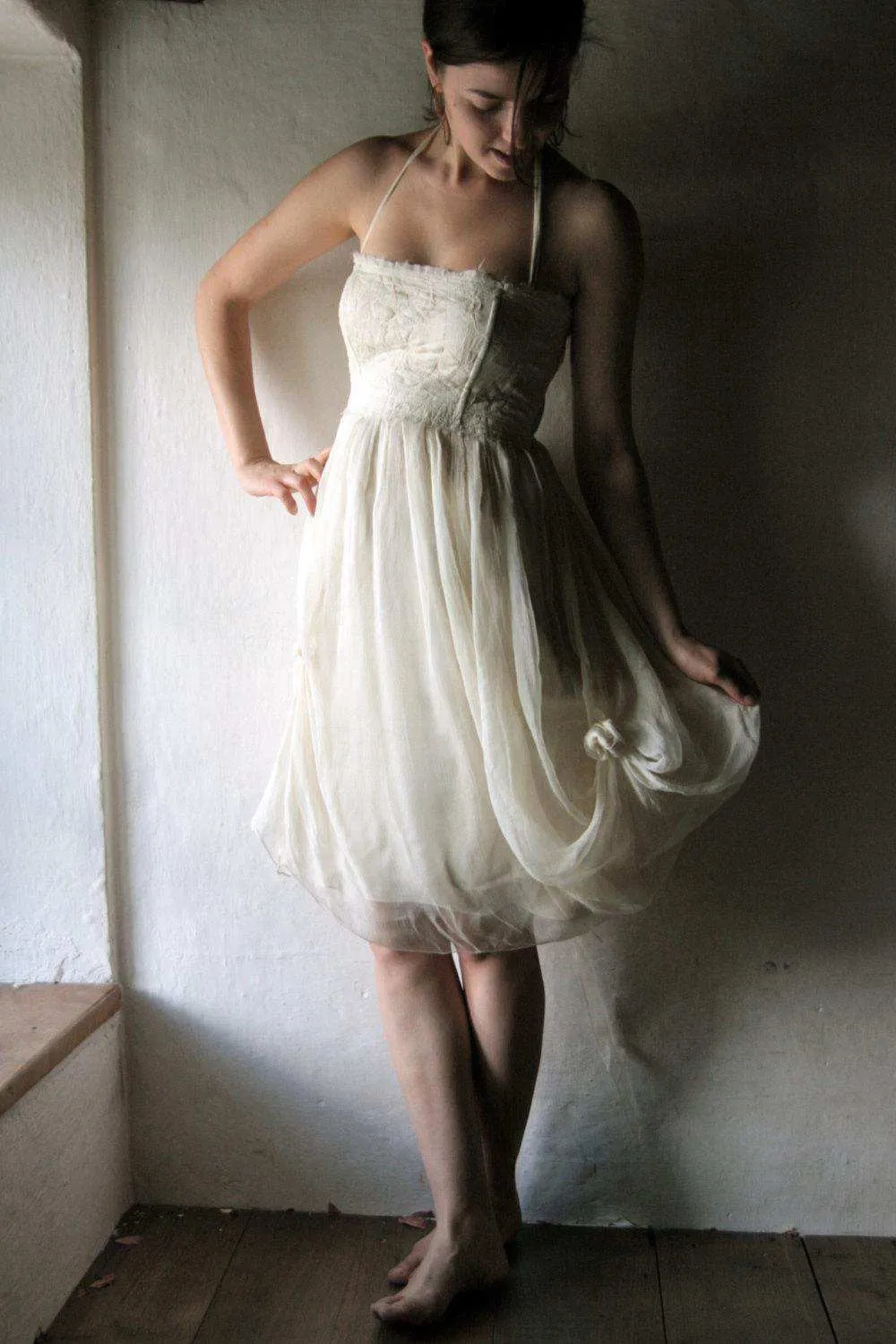 Spaghetti Knee-Length Pick Up Dress-714994