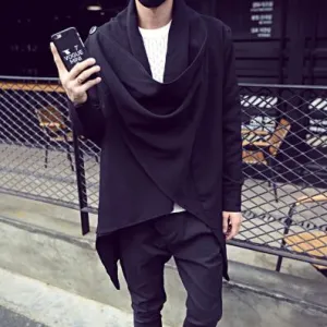 Spring autumn men thin long trench coat gothic cloak nightclub singer stage costume mens irregular hip hop jackets cardigan