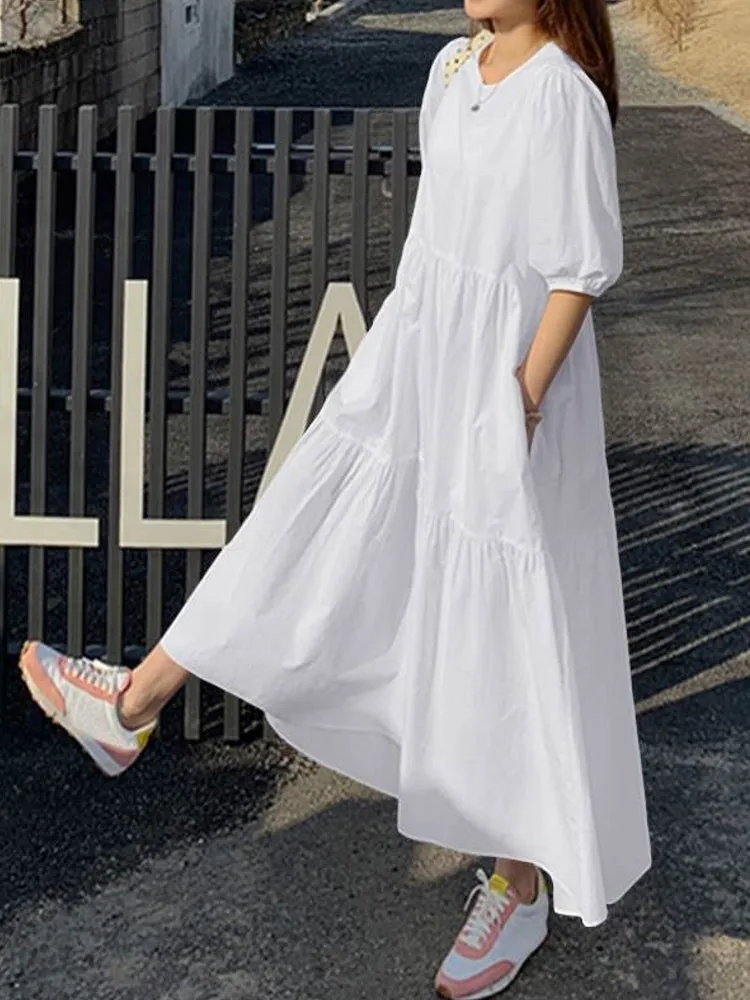 Spring Dress For Women Quality Cotton Maxi Dresses C4B