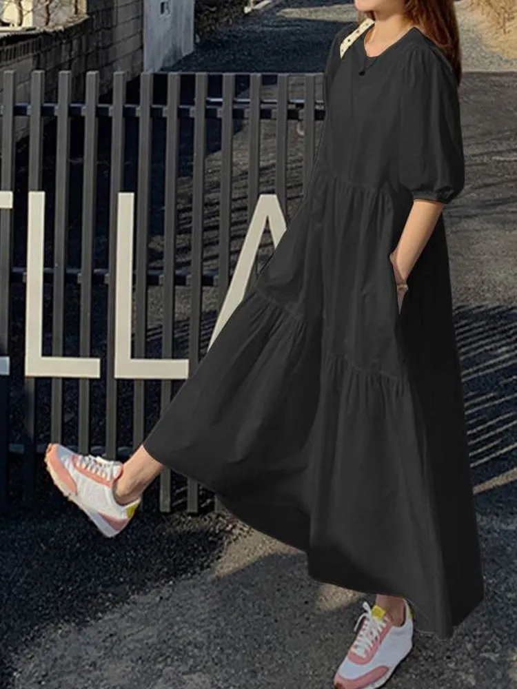 Spring Dress For Women Quality Cotton Maxi Dresses C4B