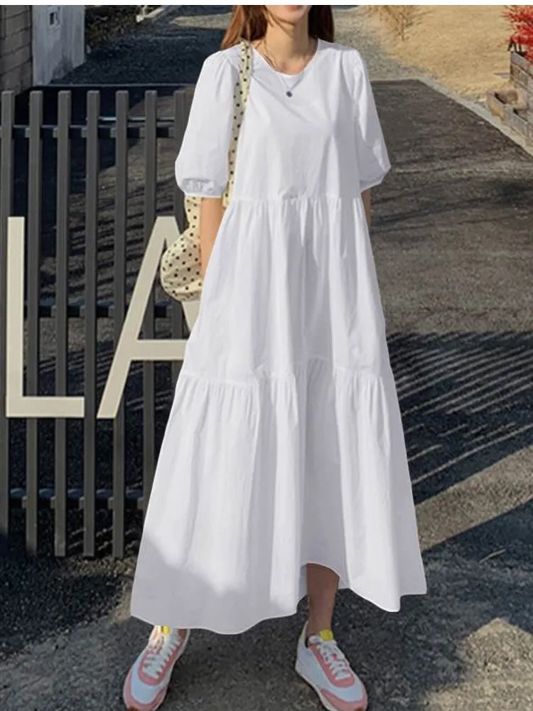 Spring Dress For Women Quality Cotton Maxi Dresses C4B